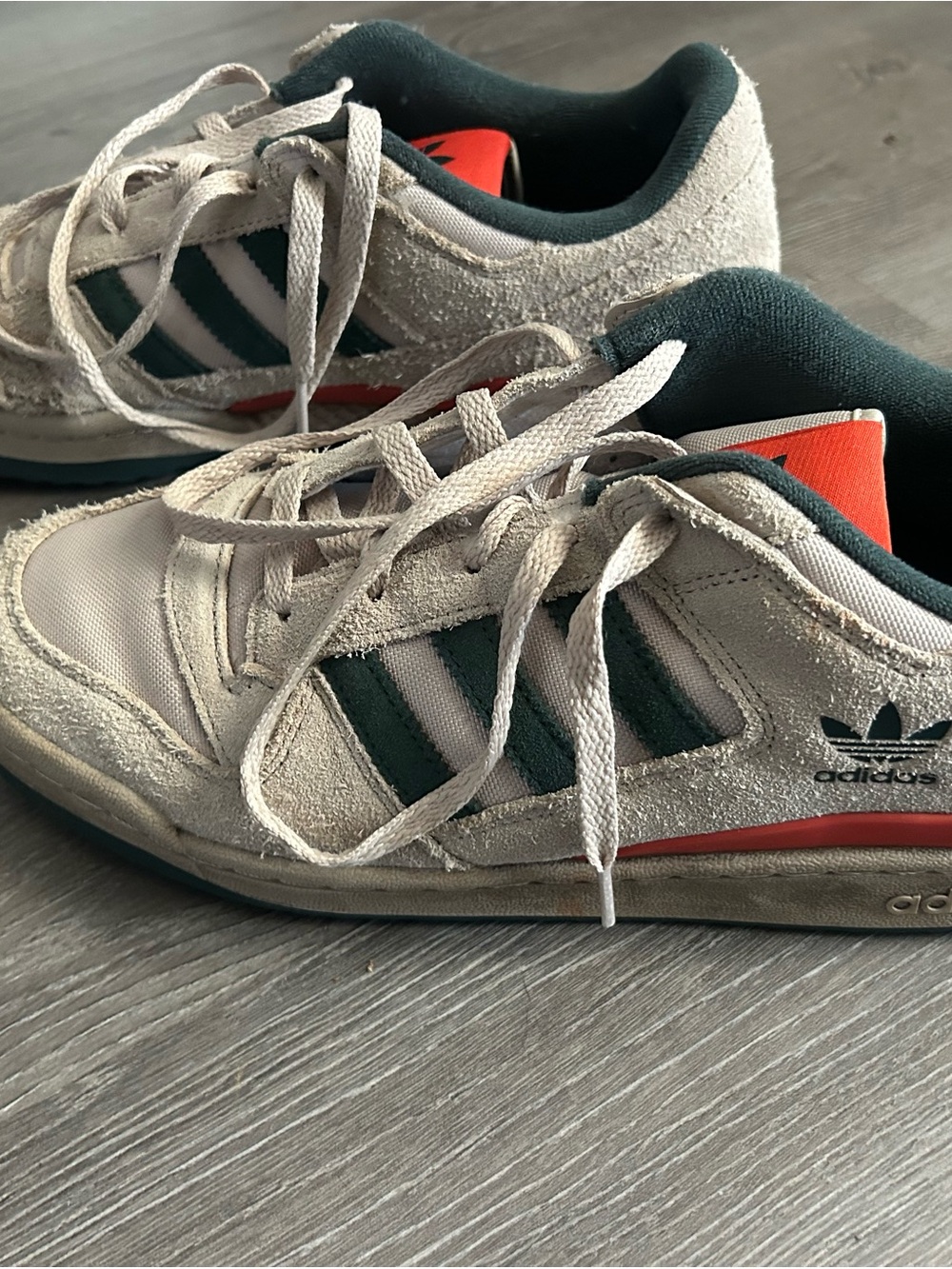 adidas Beige, Dark Green & Orange Low-Top Sneakers